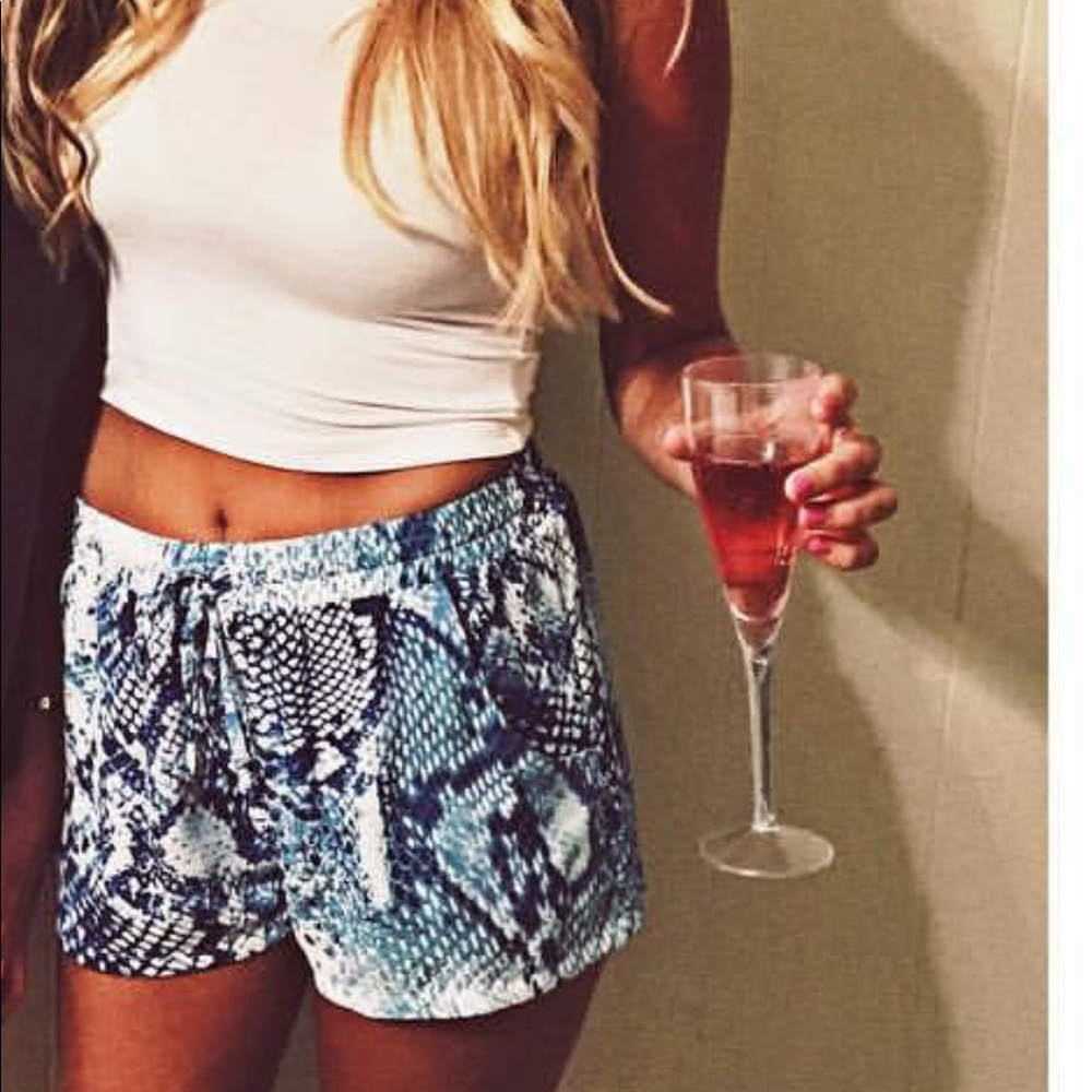 Snake skin draw string shorts
